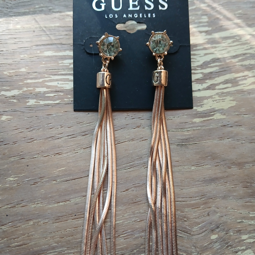 Guess RGold Chandelier Earrings with Crystal Embellishments
